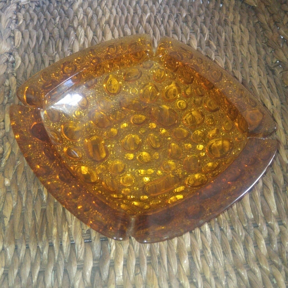 MCM Amber Bubble Vintage Ashtray - Picture 2 of 10